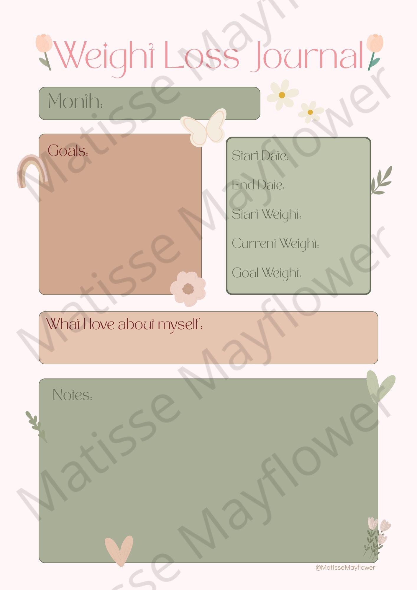 Weight Loss Tracker Journal | Daily Fitness Planner | Health & Wellness Journal