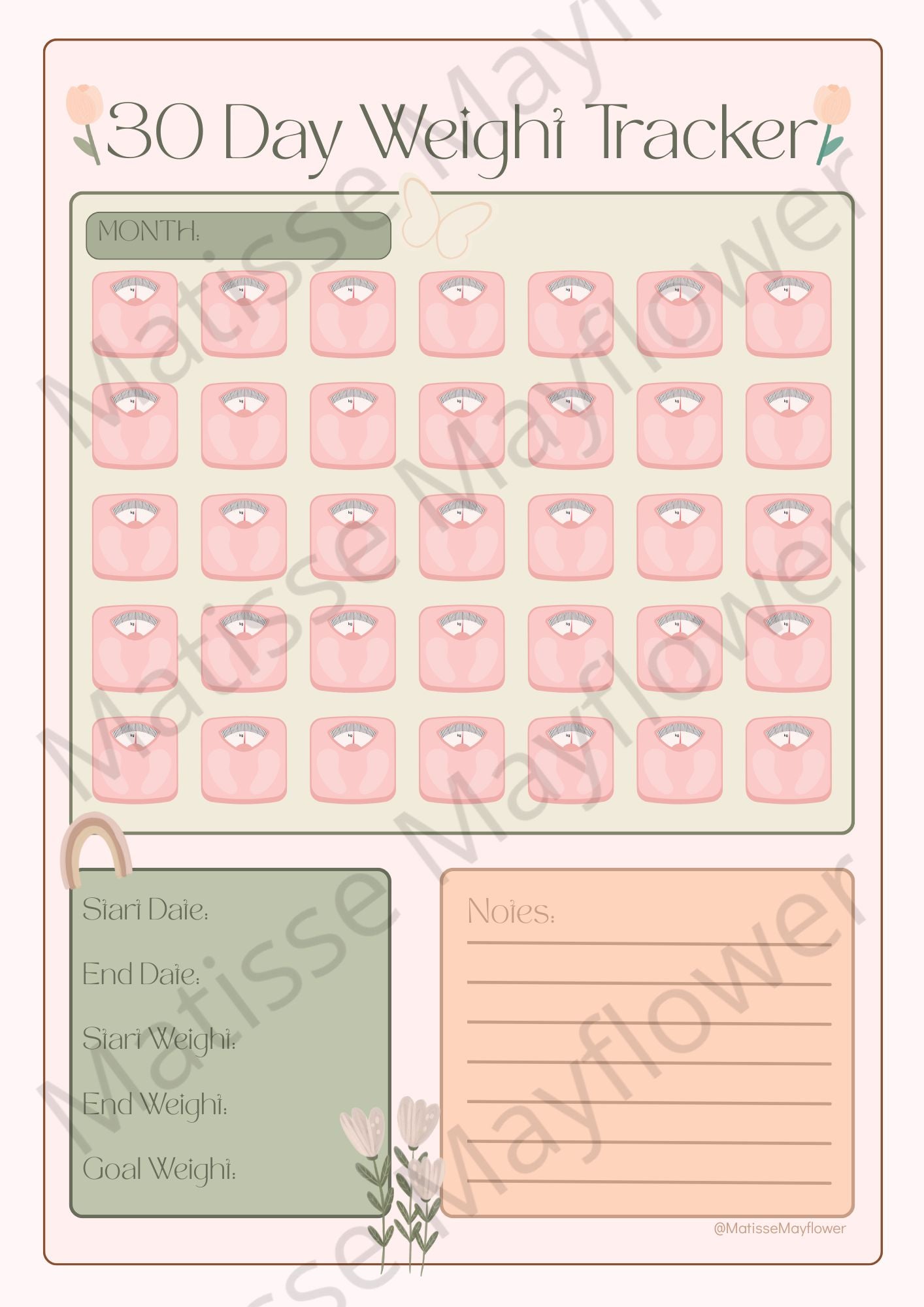 Weight Loss Tracker Journal | Daily Fitness Planner | Health & Wellness Journal