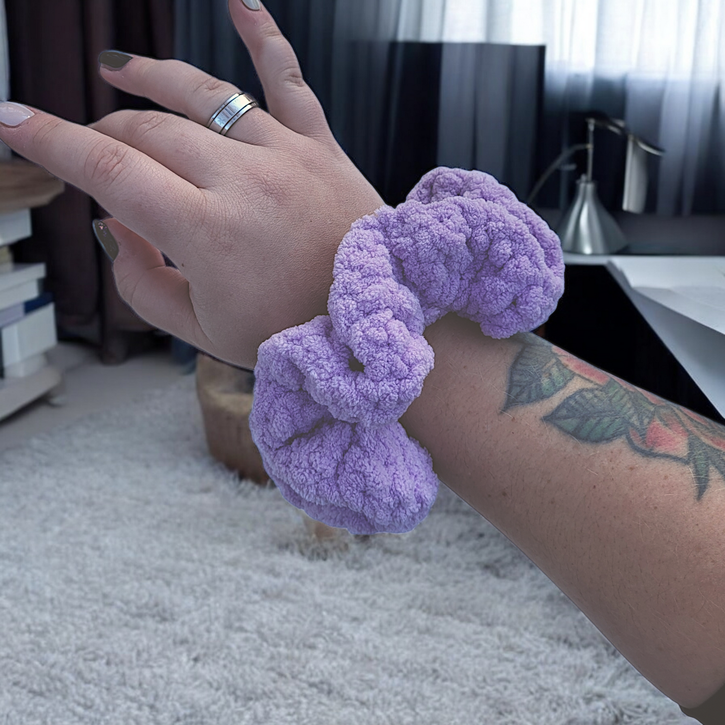 Fluffy Purple Scrunchie