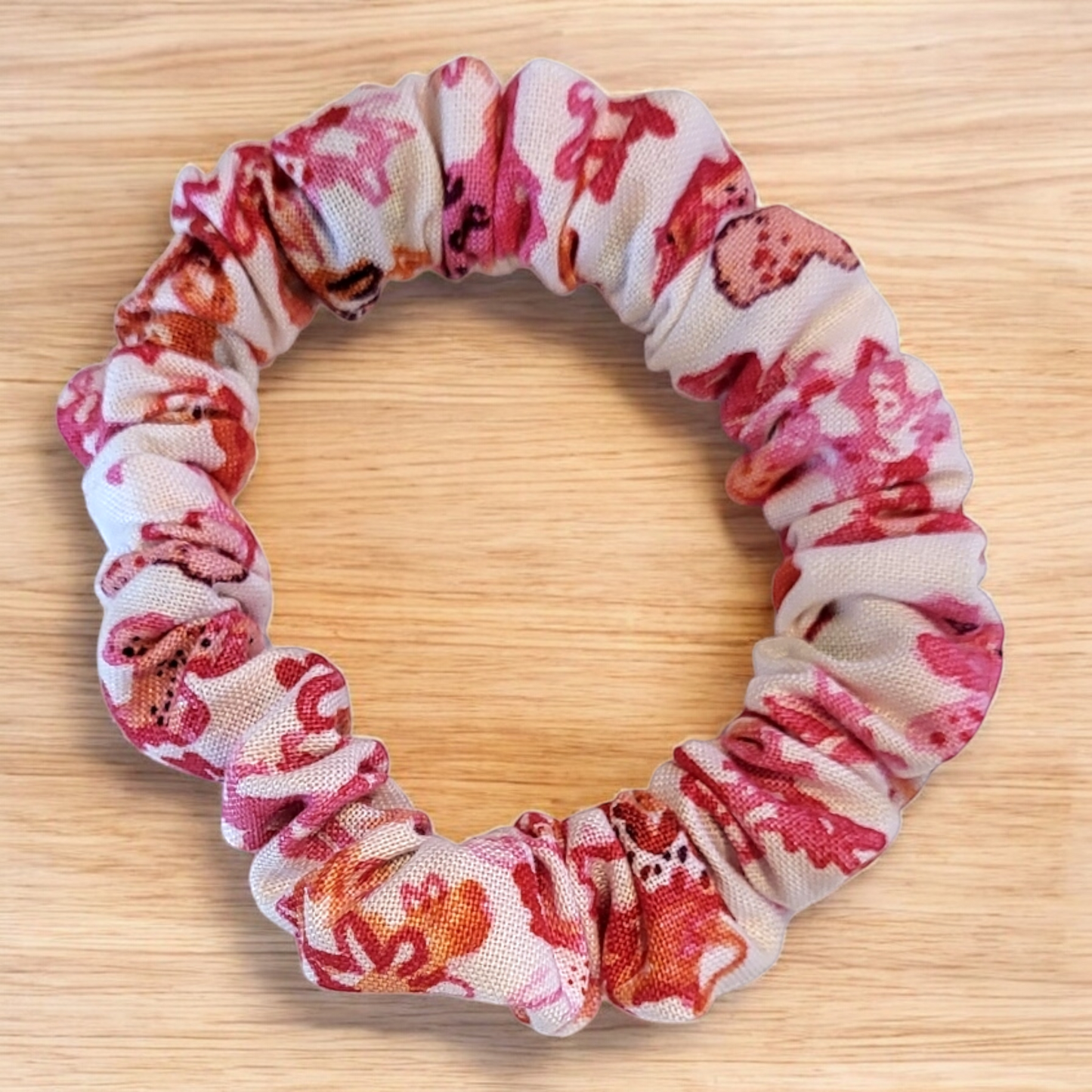 Coral Fabric Scrunchie