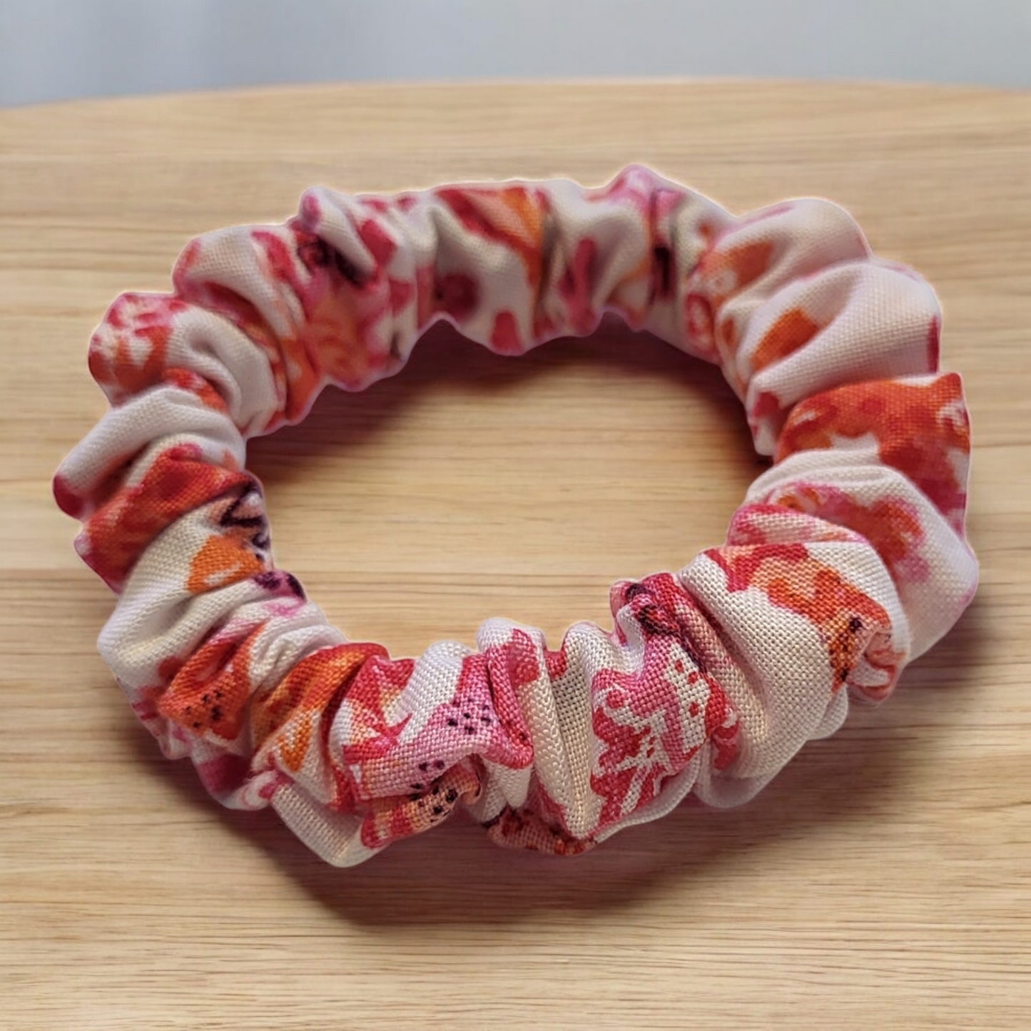 Coral Fabric Scrunchie