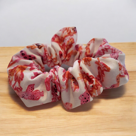 Coral Fabric Scrunchie