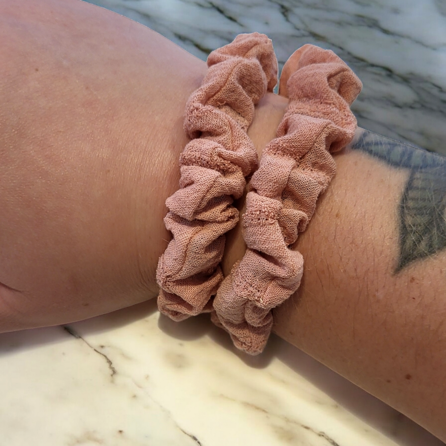 Farmhouse Pink Fabric Scrunchie