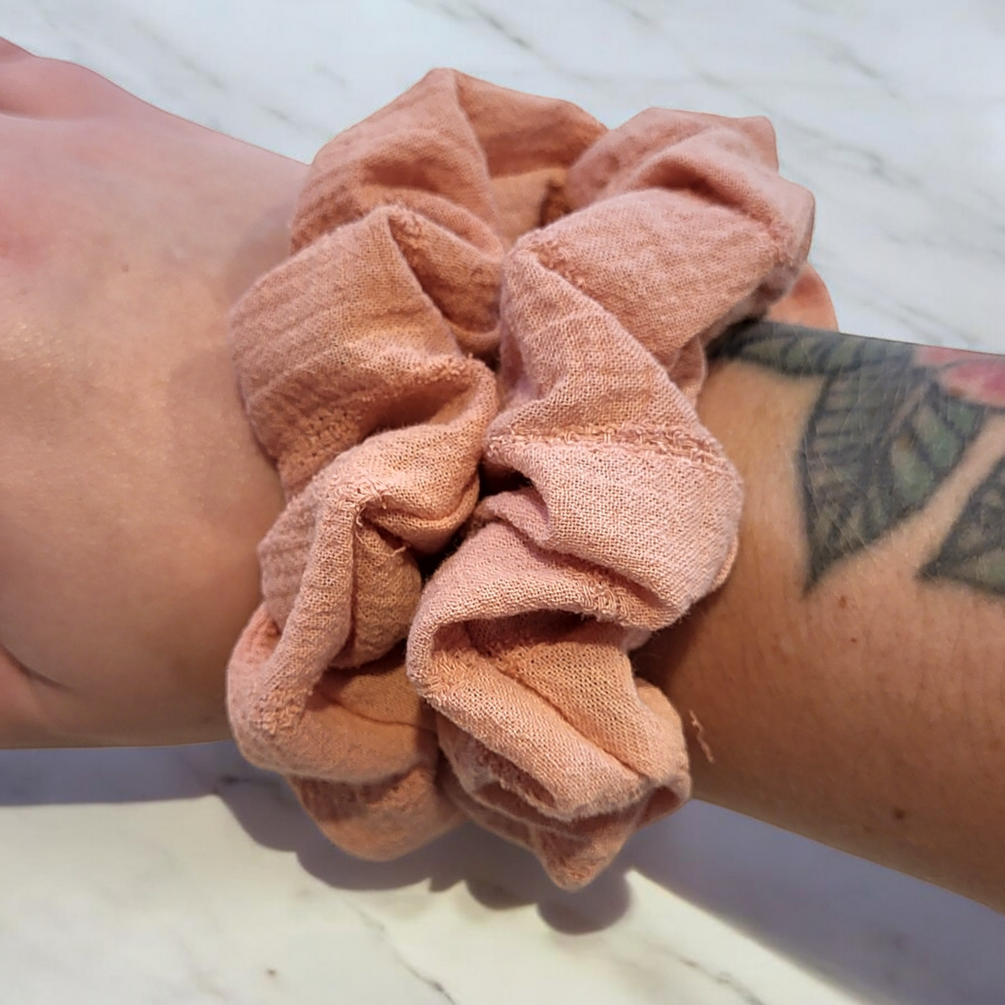 Farmhouse Pink Fabric Scrunchie